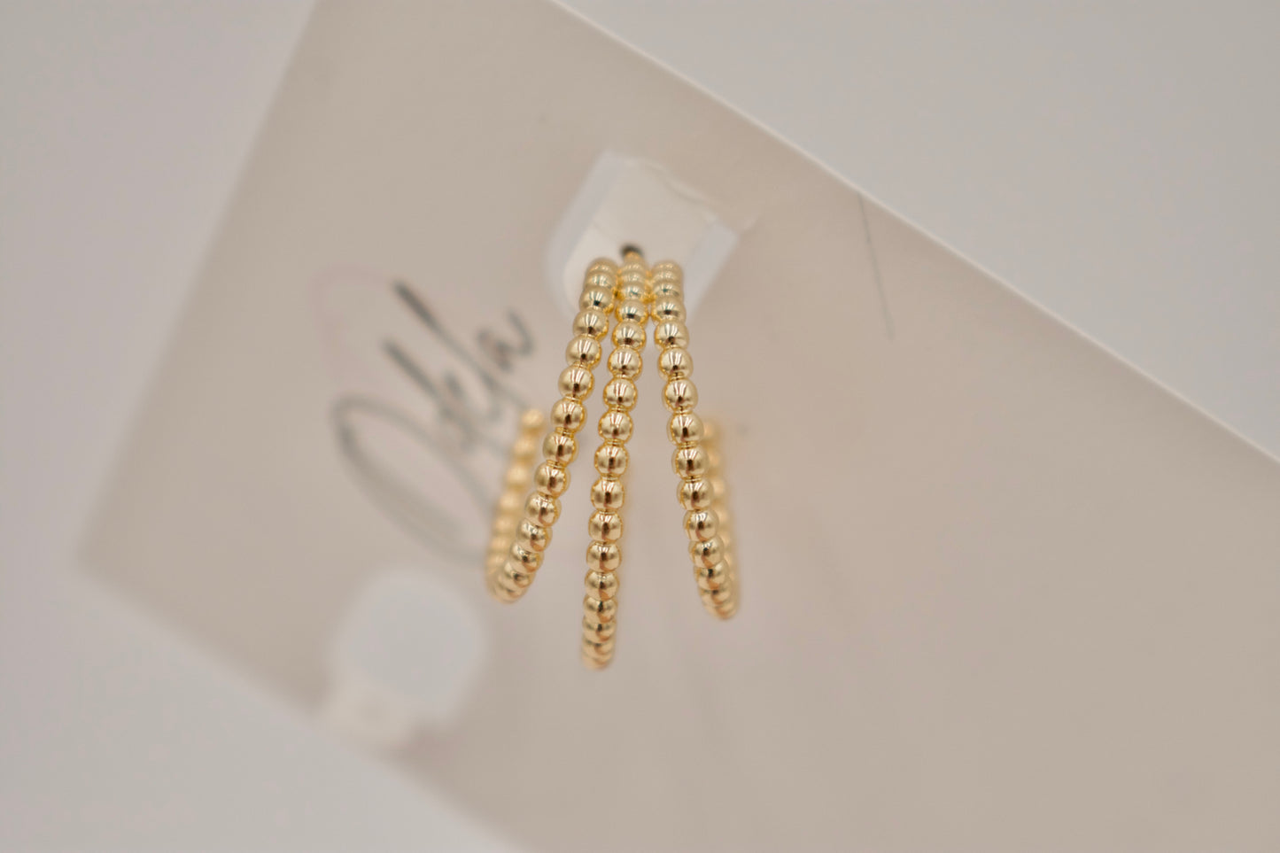 Triple Beaded Hoop Earrings