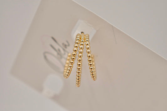 Triple Beaded Hoop Earrings