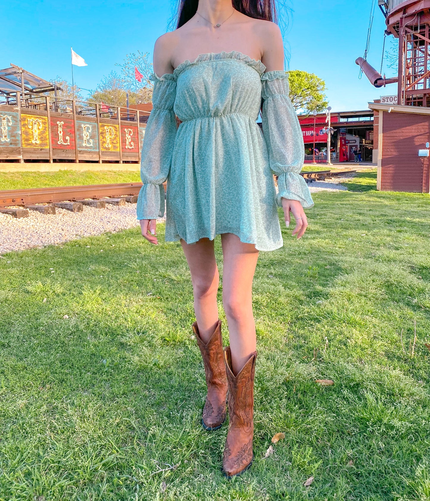Sage Flower Print Dress