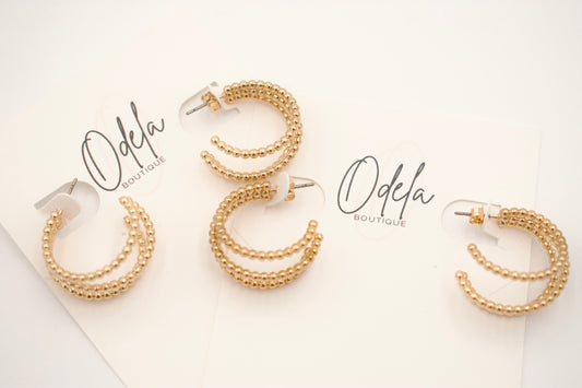 Triple Beaded Hoop Earrings
